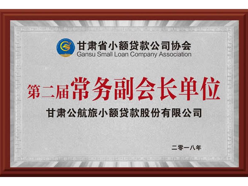 2018年度甘肃省小额贷款公司协会常务副会长单位
